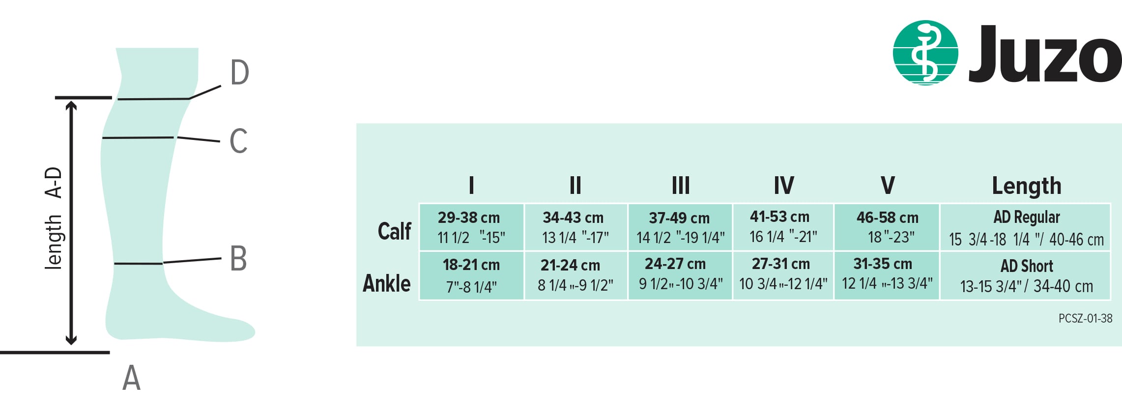 Juzo Assist Knee High Size Chart