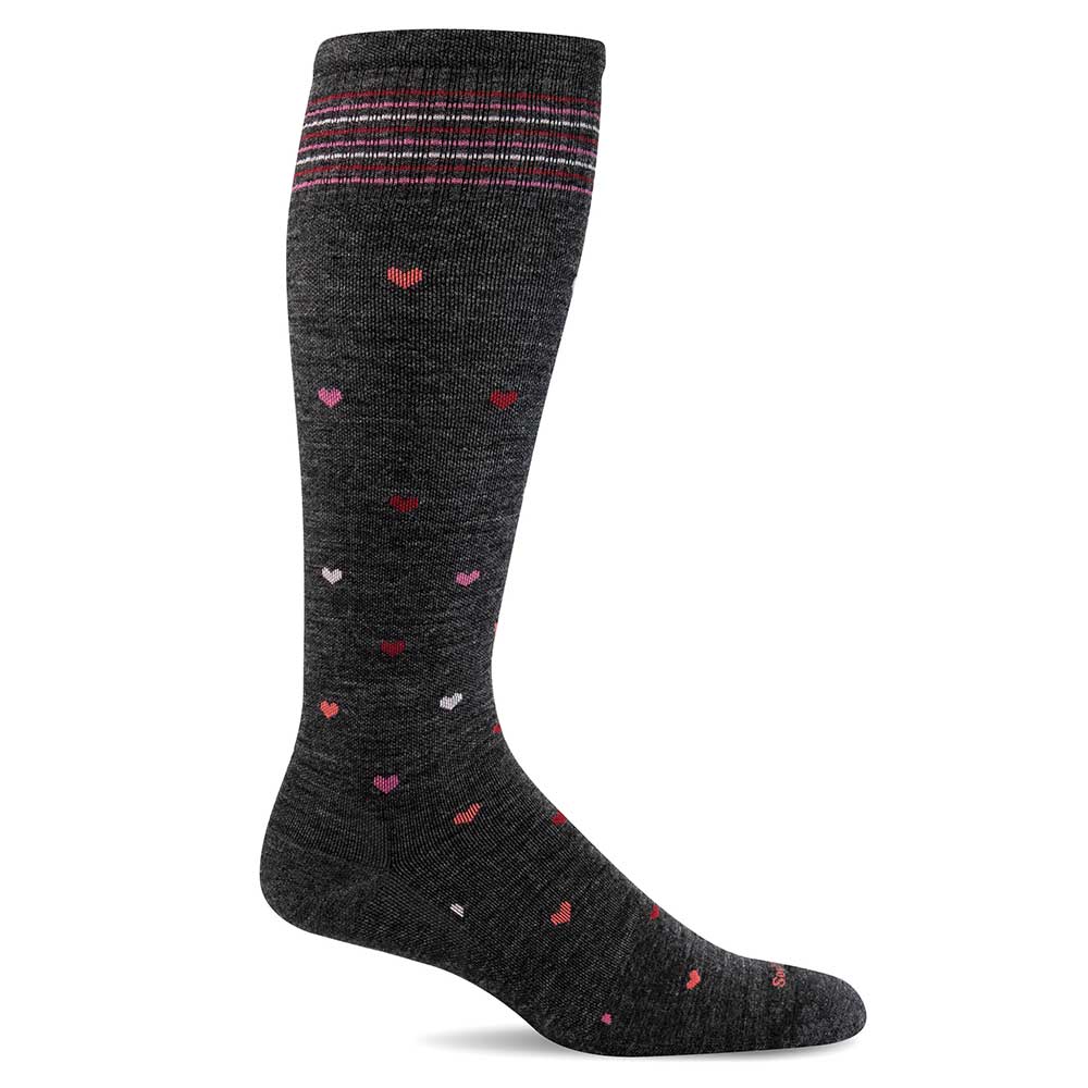 SockWell Women's Full Heart Wide Socks  - 15-20 mmHg Charcoal