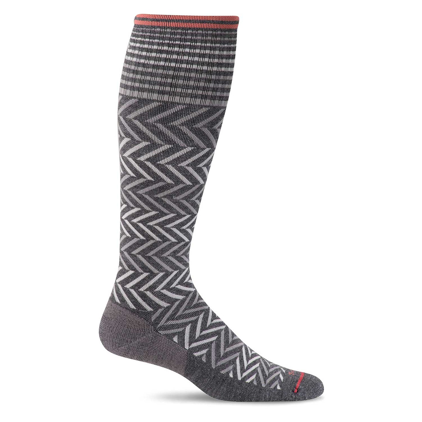 SockWell Women's Chevron Knee High Socks - 15-20 mmHg Charcoal