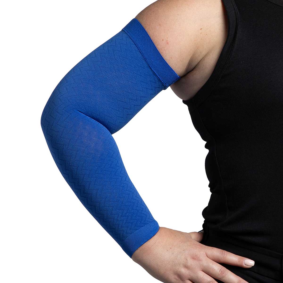 Sigvaris 571A Specialty Secure Lite Arm sleeve - 15-20 mmHg Blue Chevron