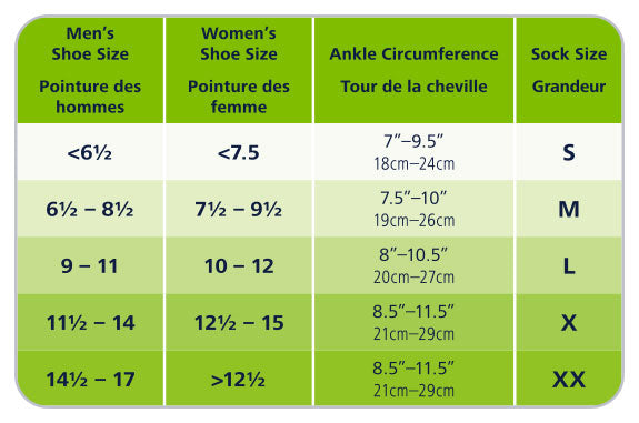 Sigvaris Well Being 401 Athletic Recovery Sock Size Chart