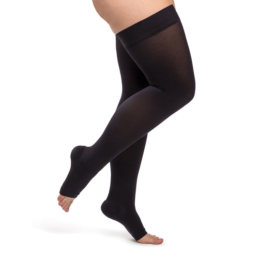 Sigvaris Essential 863 Opaque Open Toe Thigh Highs w/Grip Top 30-40 mmHg - Sigvaris Essential 863 Opaque Open Toe Thigh Highs w/Grip Top 30-40 mmHg