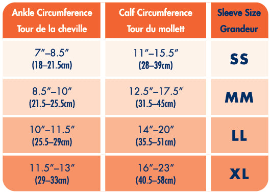 Sigvaris Calf & Athletic Performance Leg Sleeves Size Chart