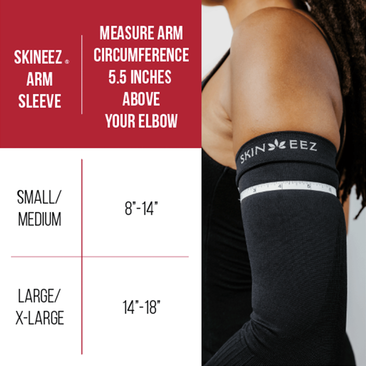 Skineez Arm Size Chart