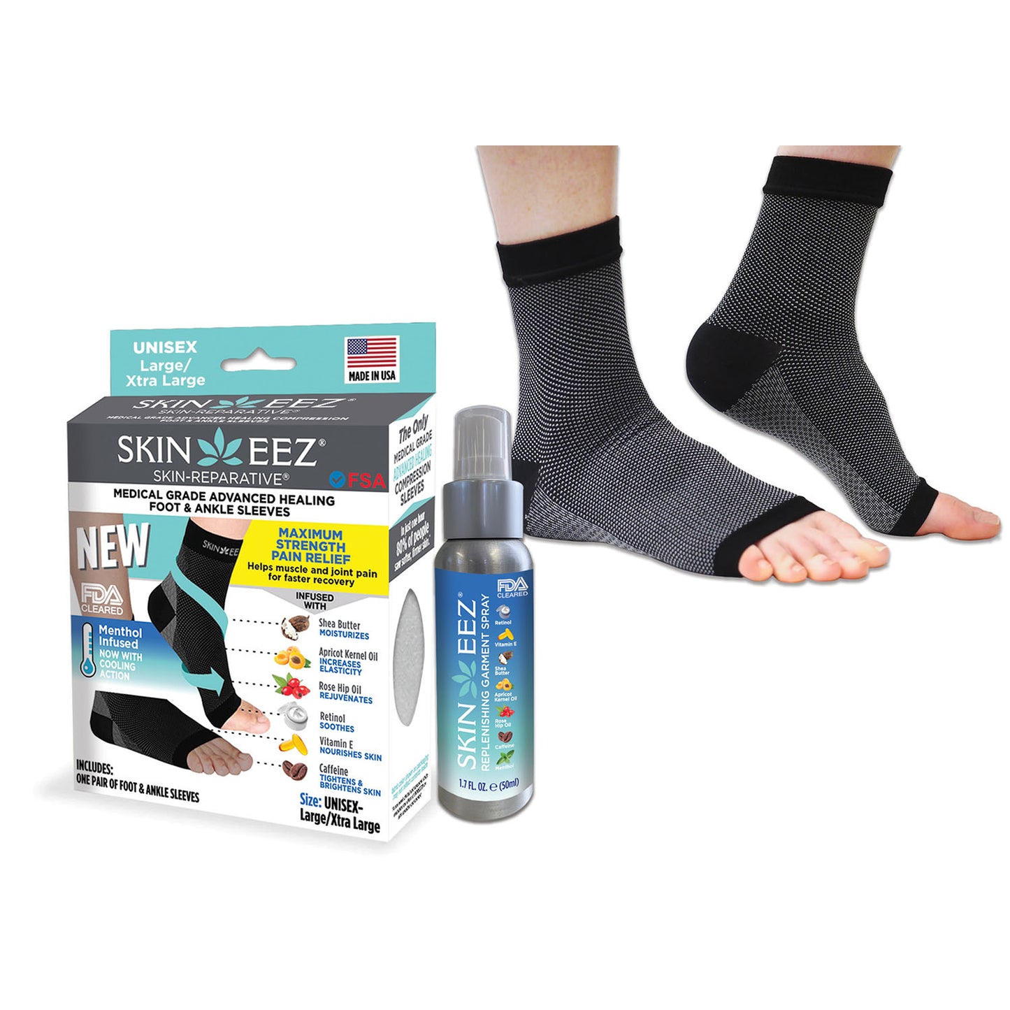 SkineezMD Medical Grade Plantar's Fasciitis MENTHOL Kit w/MD Spray