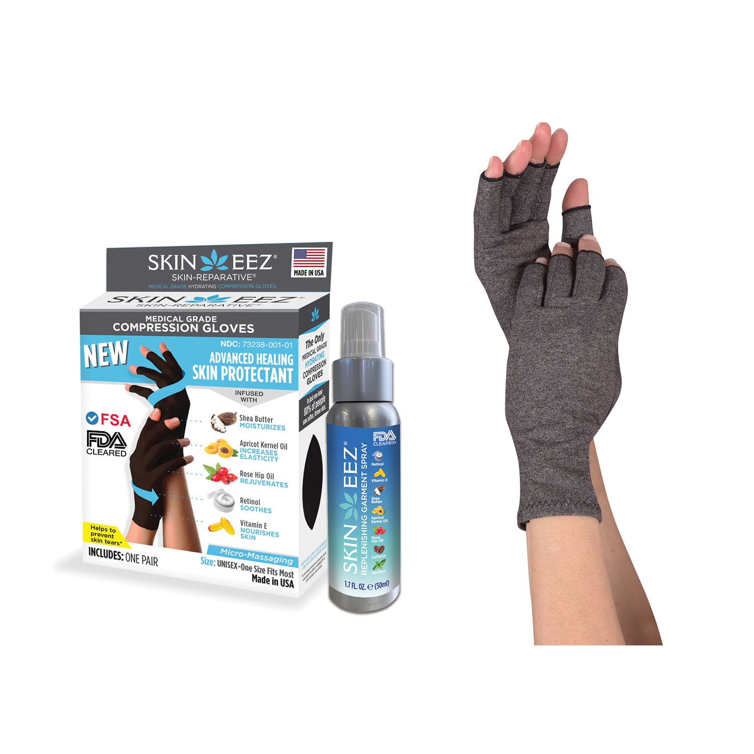 Skineez Medical Grade Advanced Healing Compression Glove Menthol