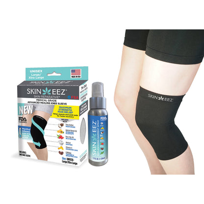 SkineezMD Medical Grade Compression Knee Sleeve MENTHOL Kit w/MD Spray