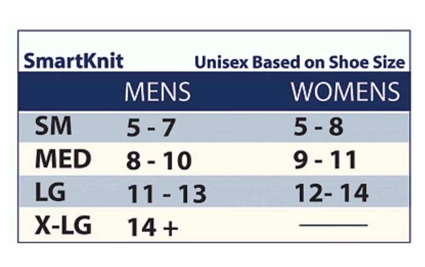 SmartKnit Shoes Size Chart