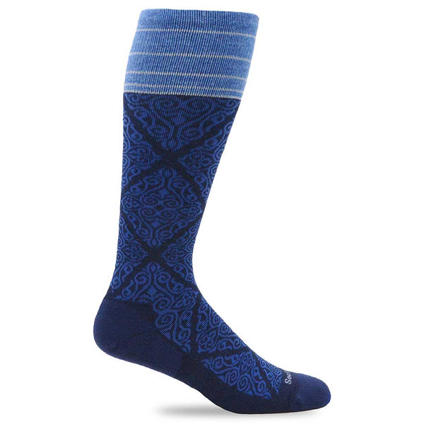 Cute Compression Socks 20-30 mmHg  Navy Blue Daisies –