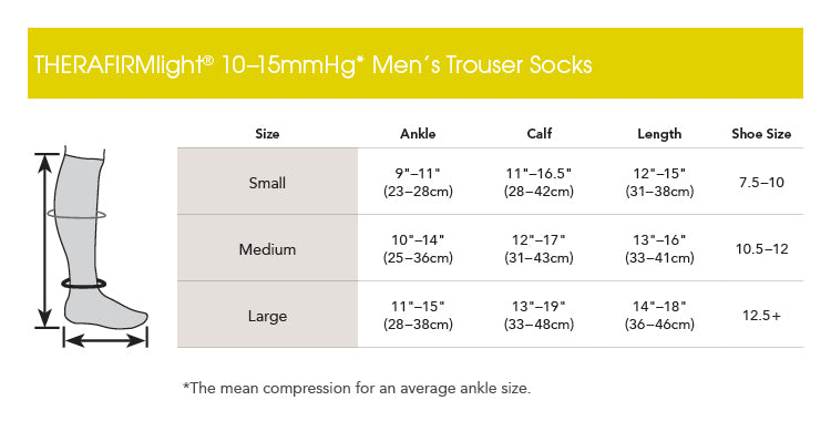 Therafirm Light Support Men's Knee High Trouser Socks - 10-15 mmHg ...