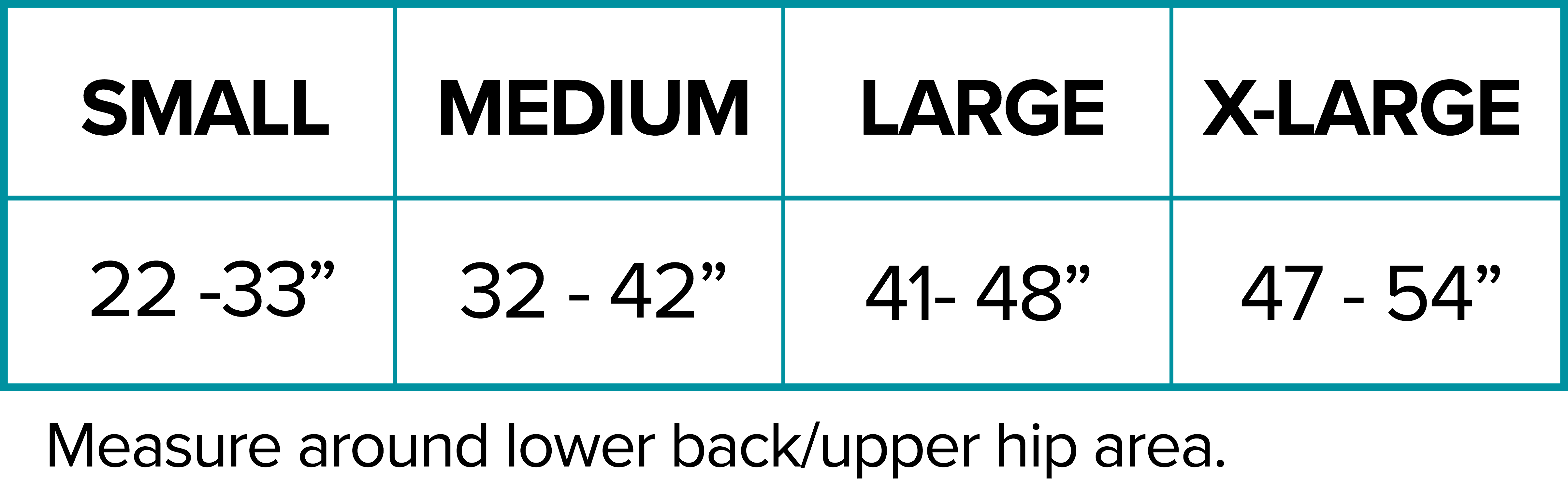 Therall Back Size Chart