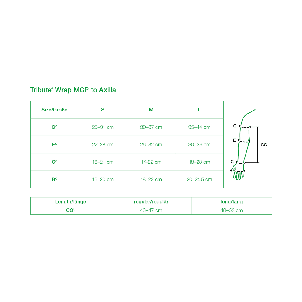 L&R USA (Solaris) Tribute Wrap MCP to Axilla Size Chart