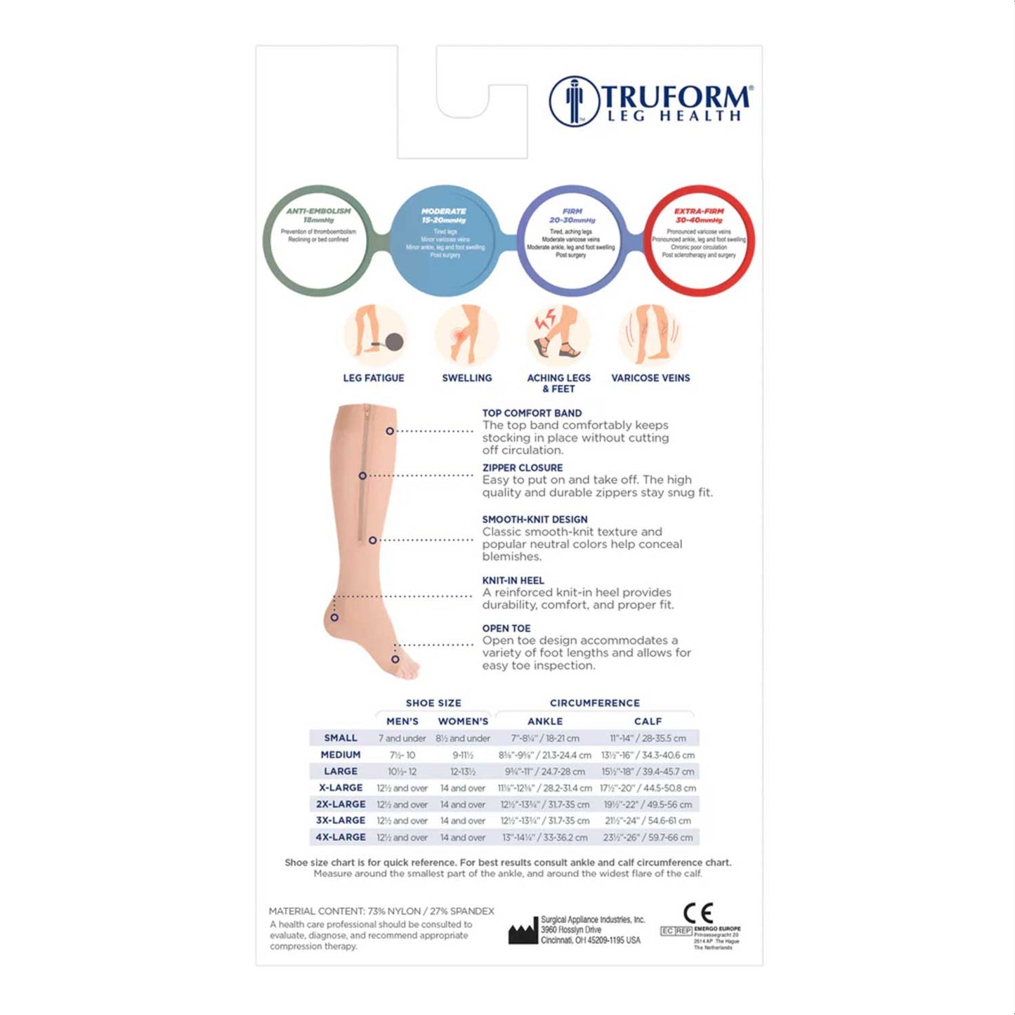 TruForm 0675 Knee High Open Toe w/ Zipper - 15-20 mmHg Box view back