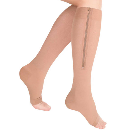 TruForm 0675 Knee High Open Toe w/ Zipper 15-20 mmHg - Truform Zipper Knee High compression stocking