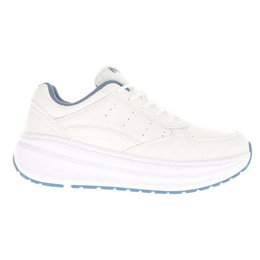 Propet Women's Ultima Athletic Shoes - Outside side view of the Women's Ultima Athletic Shoes in White/Denim