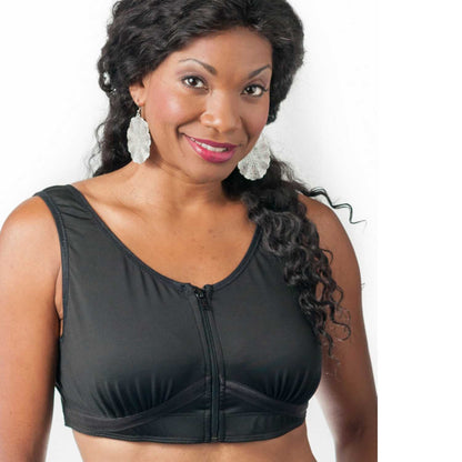 Wear Ease 742 Grace Bra w/Fiberfill Breast Forms & Drainage Tube Pouches Black