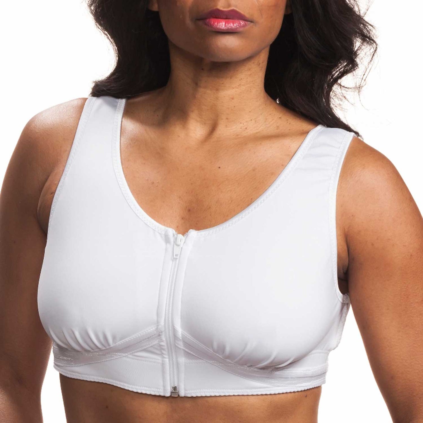 Wear Ease 742 Grace Bra w/Fiberfill Breast Forms & Drainage Tube Pouches White