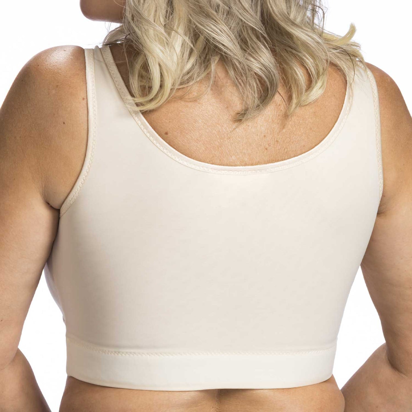 Wear Ease 792 Compression Bra w/Fiberfill Breast Forms & Drainage Tube Pouches White Back