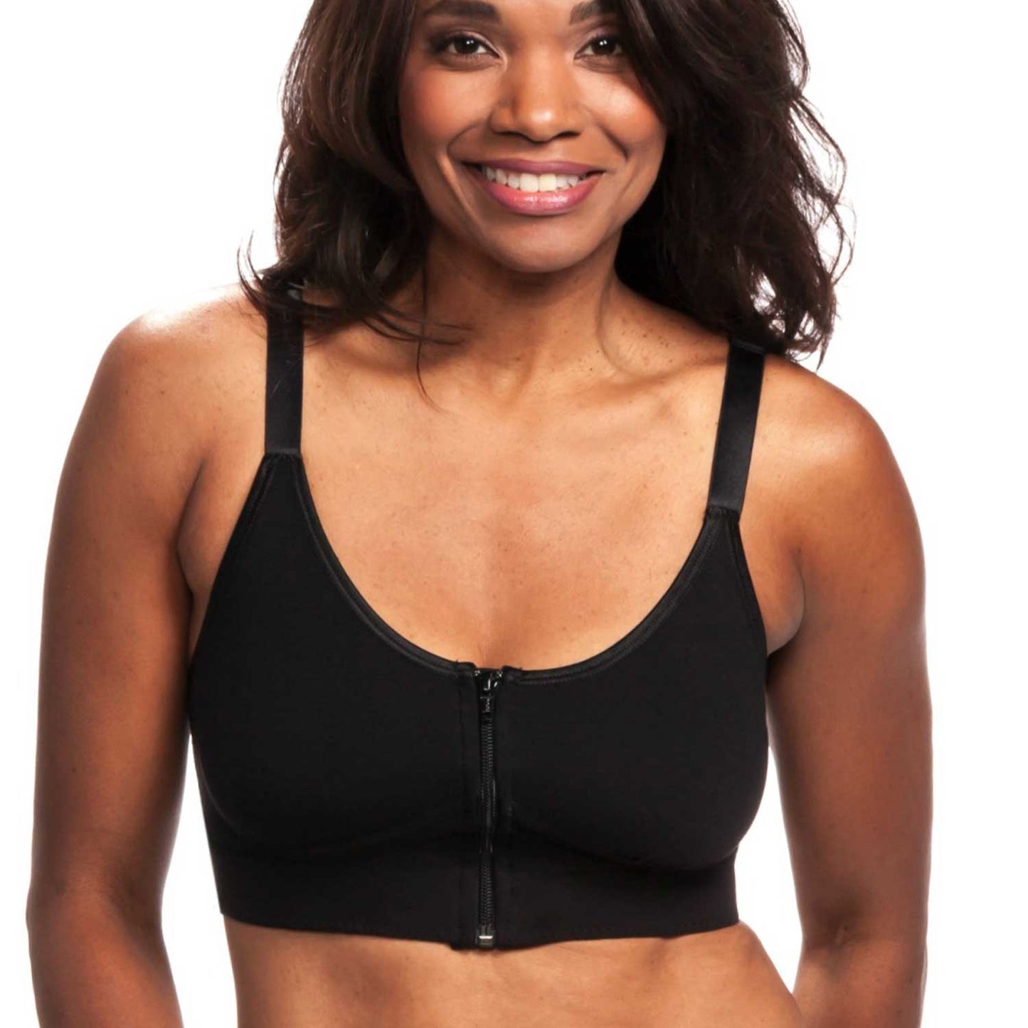 Wear Ease Allyson Bra Black Front with Zipper