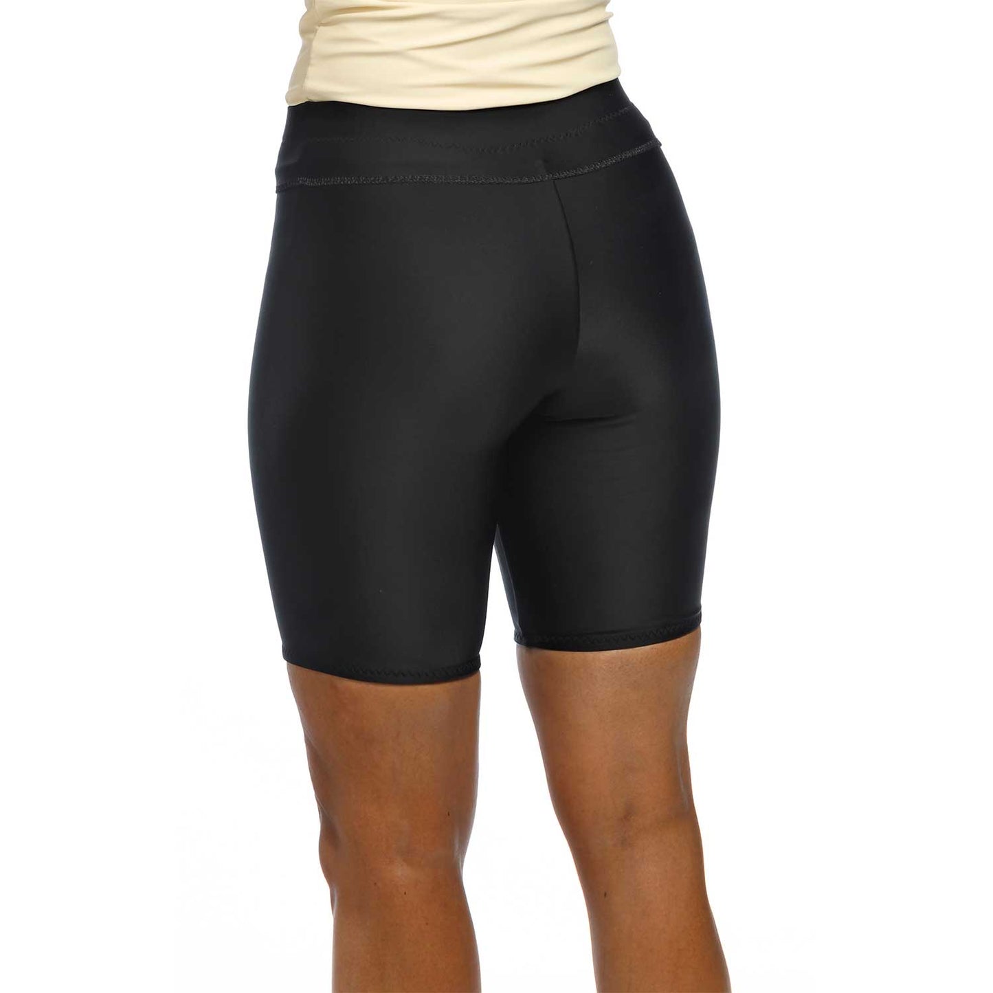 Wear Ease Black Compression Shorts  Back of top band