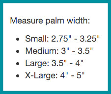 AW Style C62 Wrist and Thumb Splint Size Chart