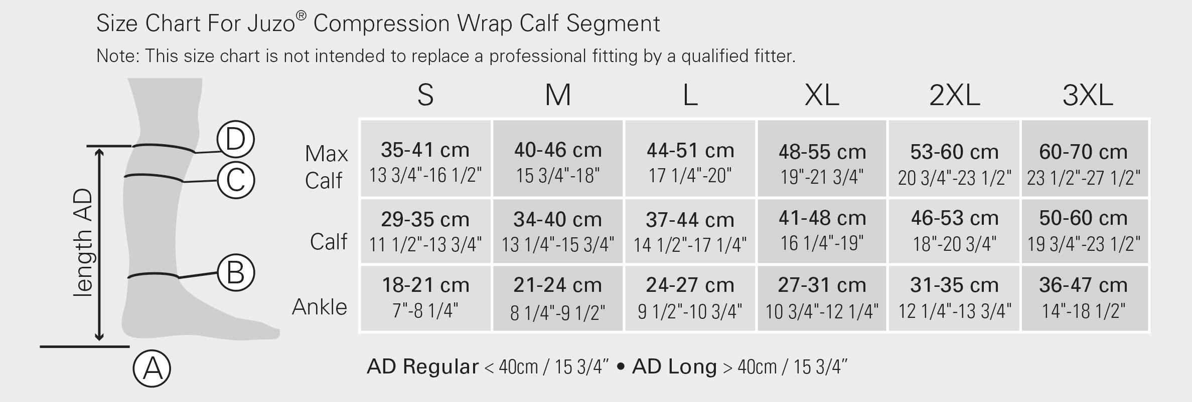 Juzo Compression Calf Wrap Sizing