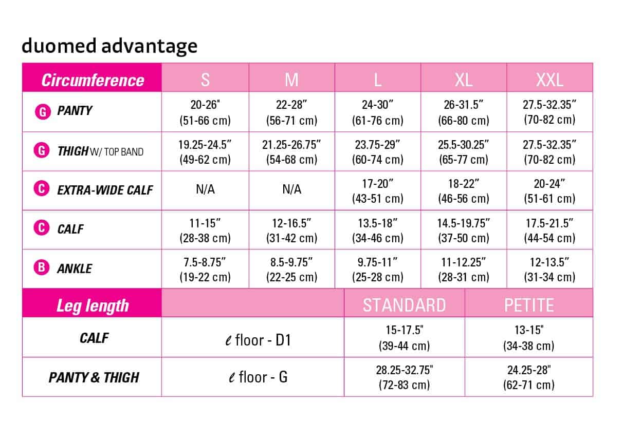 duomed advantage Size Chart