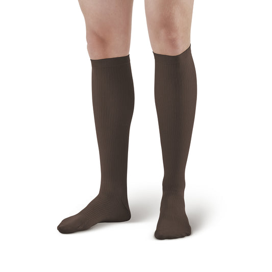 AW 100 Men's Knee High Dress Socks 20-30 mmHg - Ames Walker Men's Knee High Brown Compression Socks - 20-30 mmHg