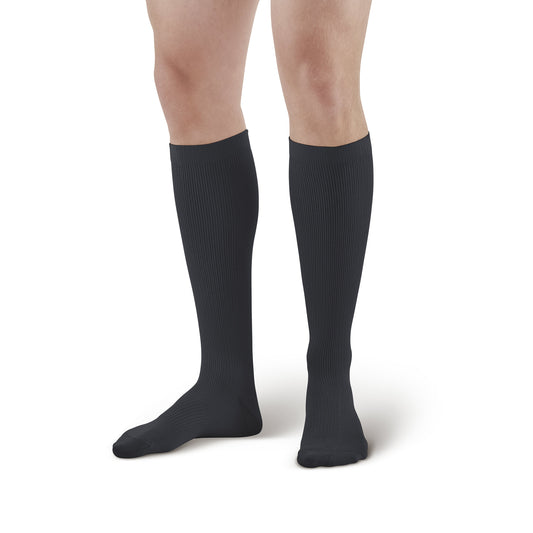 AW 104 Men's Microfiber Knee High Dress Socks 20-30 mmHg - Ames Walker Men's Compression Knee High Dress Socks Black - 20-30 mmHg