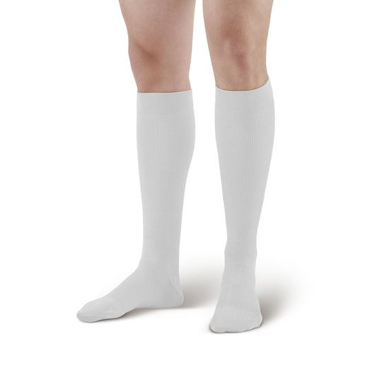 AW 111 Cotton Knee High Trouser Socks 20-30 mmHg - AW Style 111 Unisex Cotton Over-the-Calf Trouser Socks - 20-30 mmHg - White