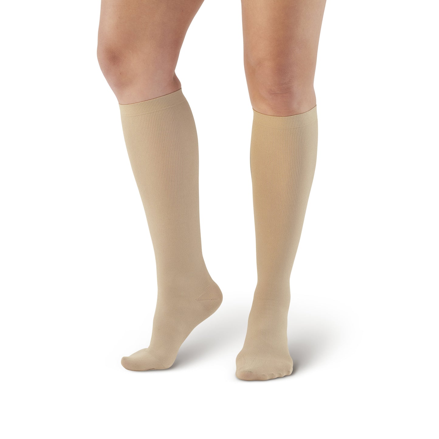 AW Style 112 Women's Microfiber Knee High Socks - 15-20 mmHg - Tan