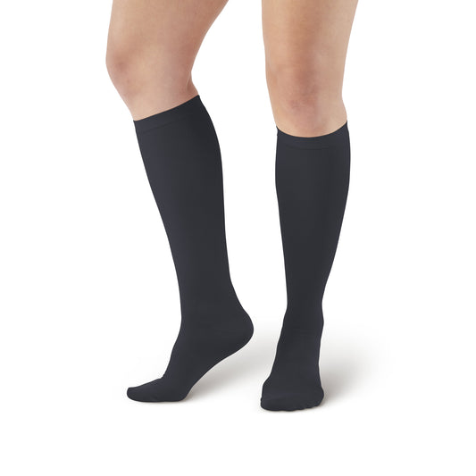 AW 115 Women's Microfiber Knee High Trouser Socks 8-15 mmHg - Ames Walker Women's Compression Knee High Trouser Socks Black