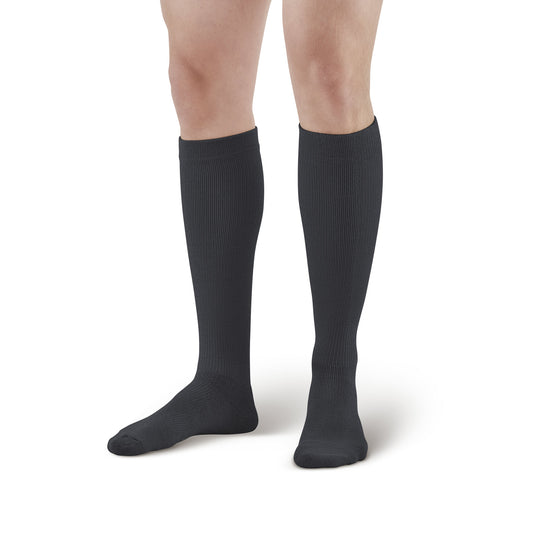 AW 122 Coolmax Knee High Socks 15-20 mmHg - Ames Walker Unisex Compression Support Over-the-Calf Socks Black