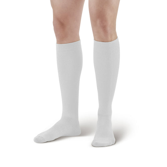 AW 122 Coolmax Knee High Socks 15-20 mmHg - Ames Walker Unisex Compression Support Over-the-Calf Socks White