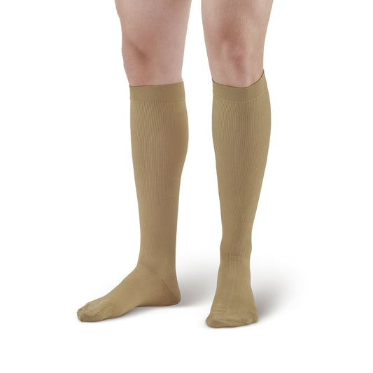 AW 126 Men's Microfiber Knee High Dress Socks 30-40 mmHg - Ames Walker Men's Knee High Compression Socks - 30-40 mmHg Beige