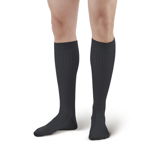 AW 128 Men's Microfiber/Cotton Knee High Dress Socks 20-30 mmHg - Ames Walker Compression Knee High Black Dress Socks - 20-30 mmHg