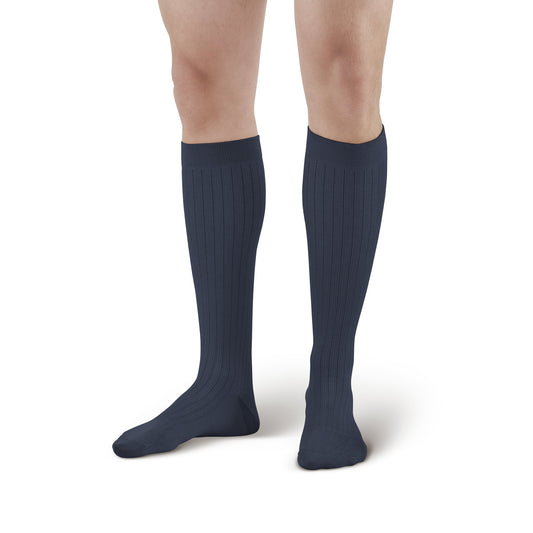 AW 129 Men's Microfiber/Cotton Knee High Dress Socks 15-20 mmHg - Ames Walker Men's Compression Support Dress Socks 