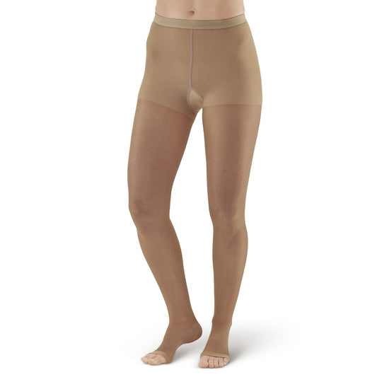 AW 15OT Sheer Support Open Toe Pantyhose 15-20 mmHg - AW Style 15OT Sheer Support Open Toe Pantyhose - 15-20 mmHg - Beige