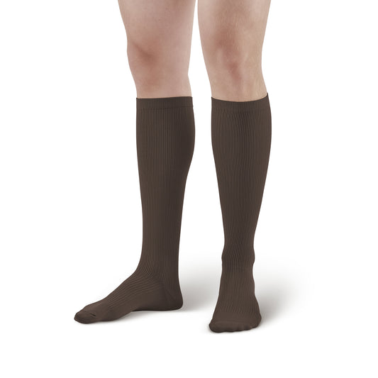 AW 166 Men's Travel Knee High Socks 15-20 mmHg - AW Style 166 Men's Travel Knee High Socks - 15-20 mmHg - Brown