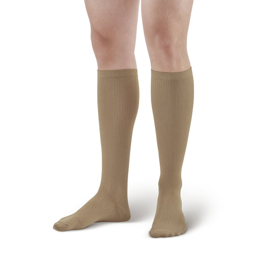 AW 166 Men's Travel Knee High Socks 15-20 mmHg - AW Style 166 Men's Travel Knee High Socks - 15-20 mmHg - Khaki