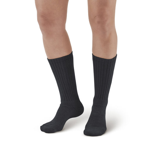 AW 190 E-Z Walker Plus Diabetic Crew Socks for Sensitive Feet 8-15 mmHg - AW Style 190 E-Z Walker Plus Diabetic Crew Socks for Sensitive Feet - 8-15 mmHg - Black