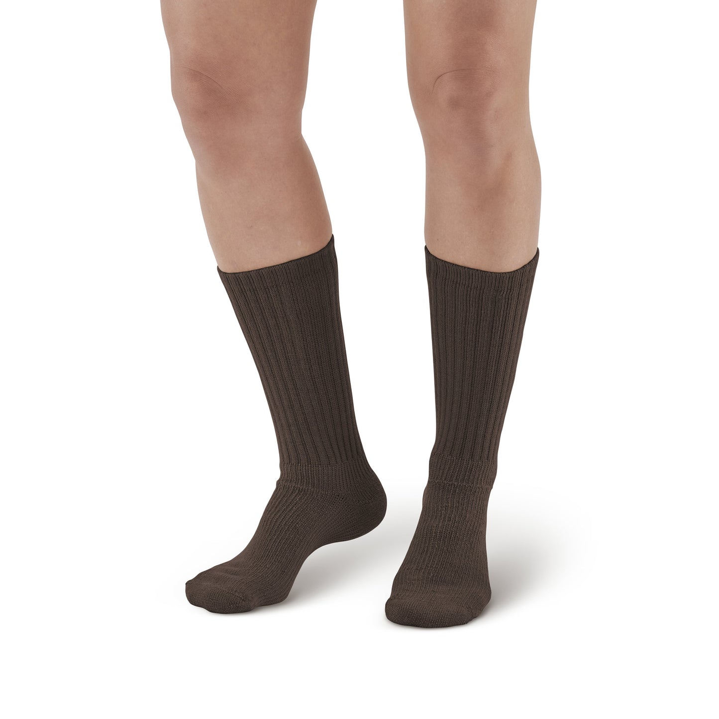 AW Style 195 E-Z Walker Sport Crew Socks - 8-15 mmHg - Brown