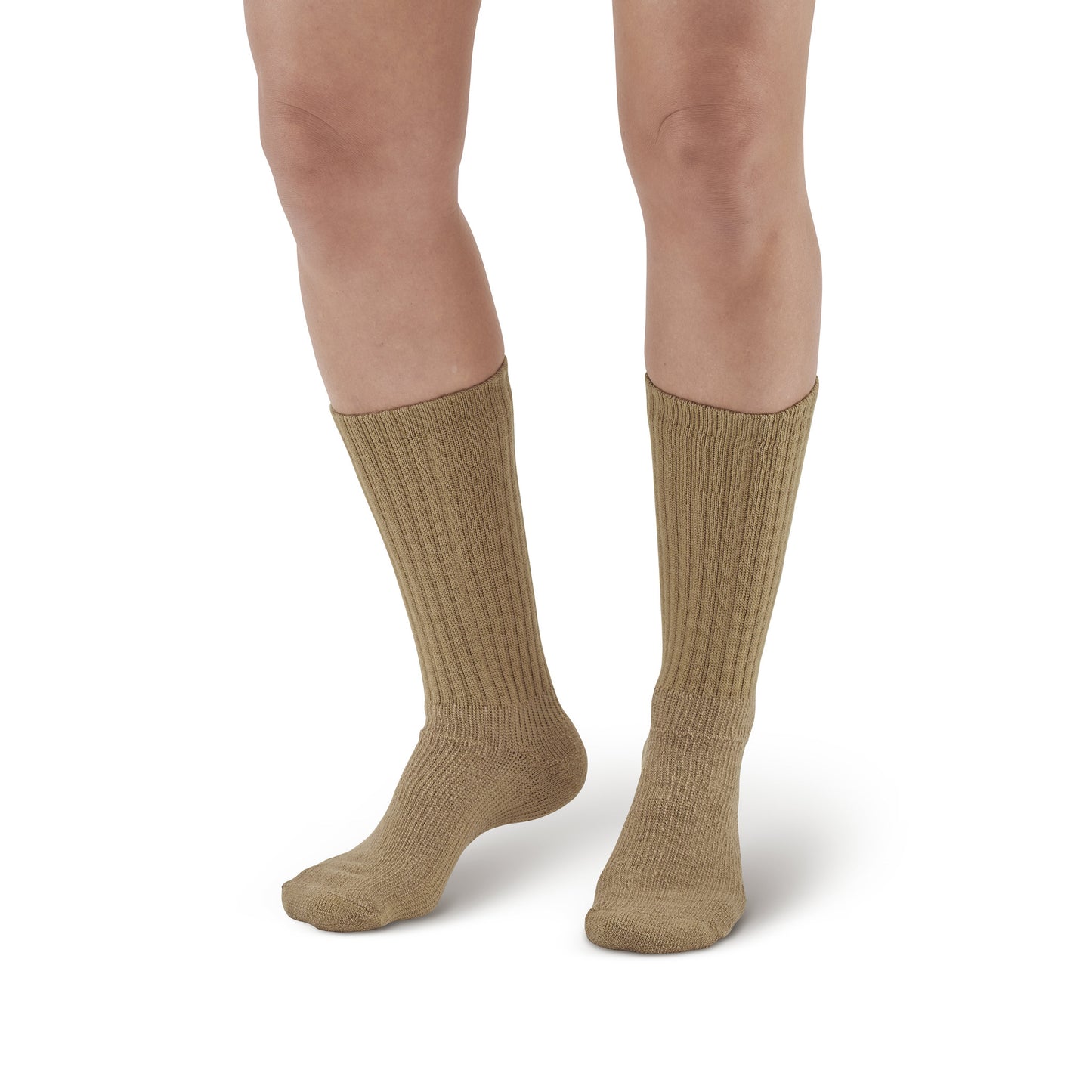 AW Style 195 E-Z Walker Sport Crew Socks - 8-15 mmHg - Khaki