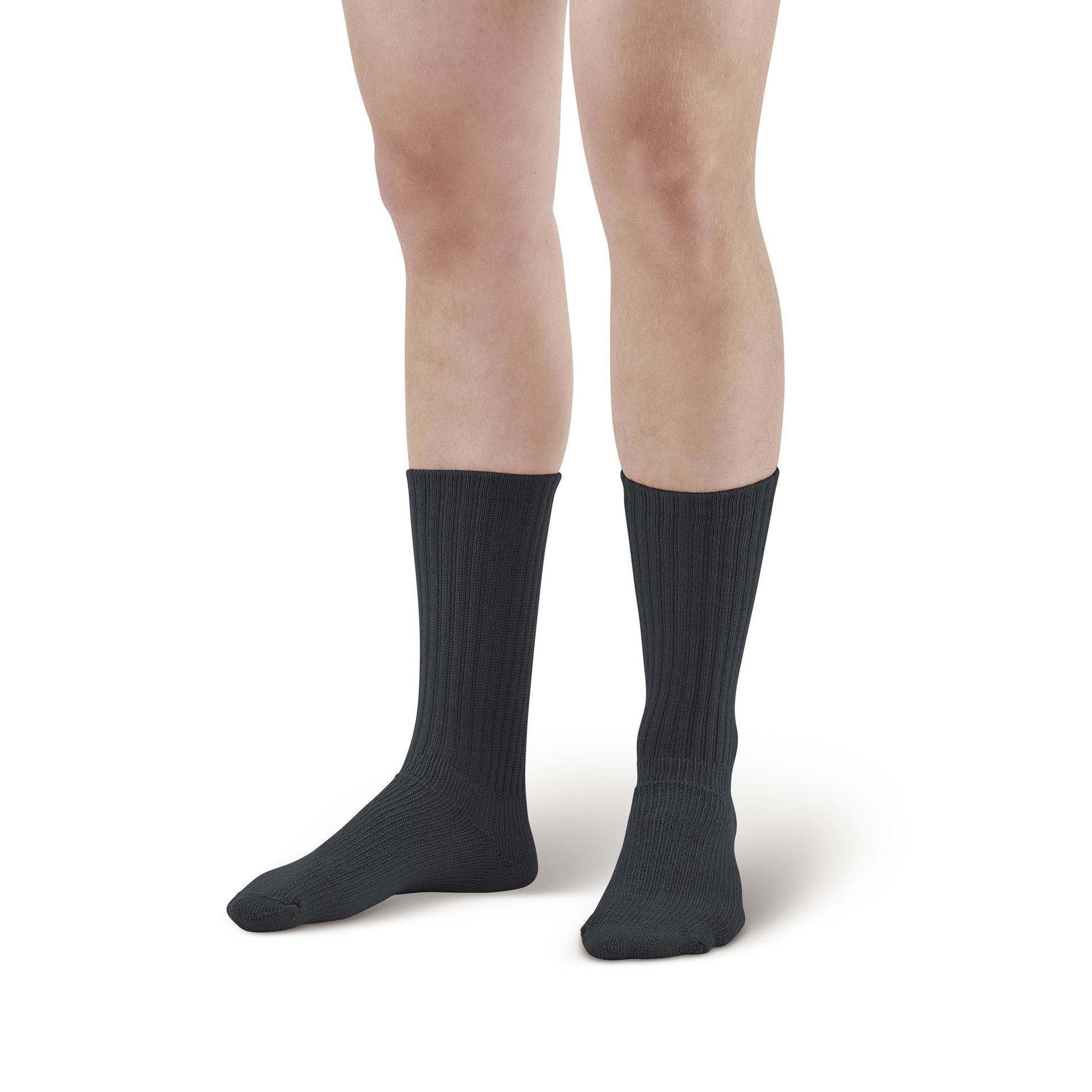 AW Style 195 E-Z Walker Sport Crew Socks - 8-15 mmHg - Black