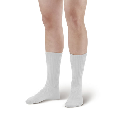 AW Style 195 E-Z Walker Sport Crew Socks - 8-15 mmHg - White