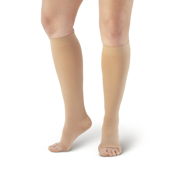 Zipper Compression Socks 20-30mmHg Open Toe with Zip Guard Skin Protection  - Medical Zippered Compression Socks for Men & Women - 2XL, Beige XX-Large  Beige