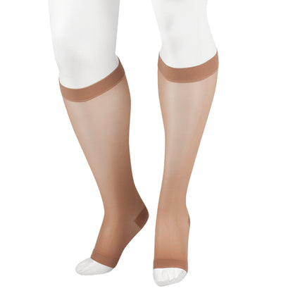 Juzo 2100 Naturally Sheer Open Toe Knee Highs - 15-20 mmHg Beige