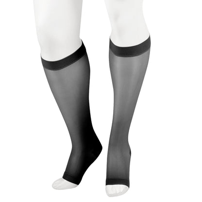 Juzo 2100 Naturally Sheer Open Toe Knee Highs - 15-20 mmHg Black