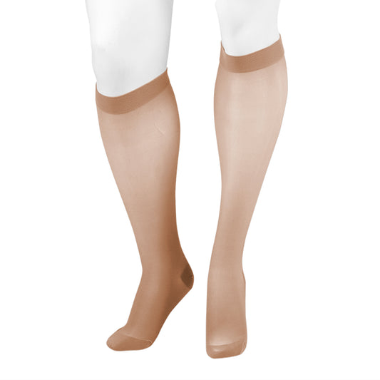 Juzo 2100 Naturally Sheer Knee Highs 15-20 mmHg - Juzo 2100 Naturally Sheer Closed Toe Knee Highs - 15-20 mmHg Beige