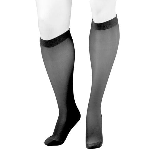 Juzo 2100 Naturally Sheer Knee Highs 15-20 mmHg - Juzo 2100 Naturally Sheer Closed Toe Knee Highs - 15-20 mmHg Black